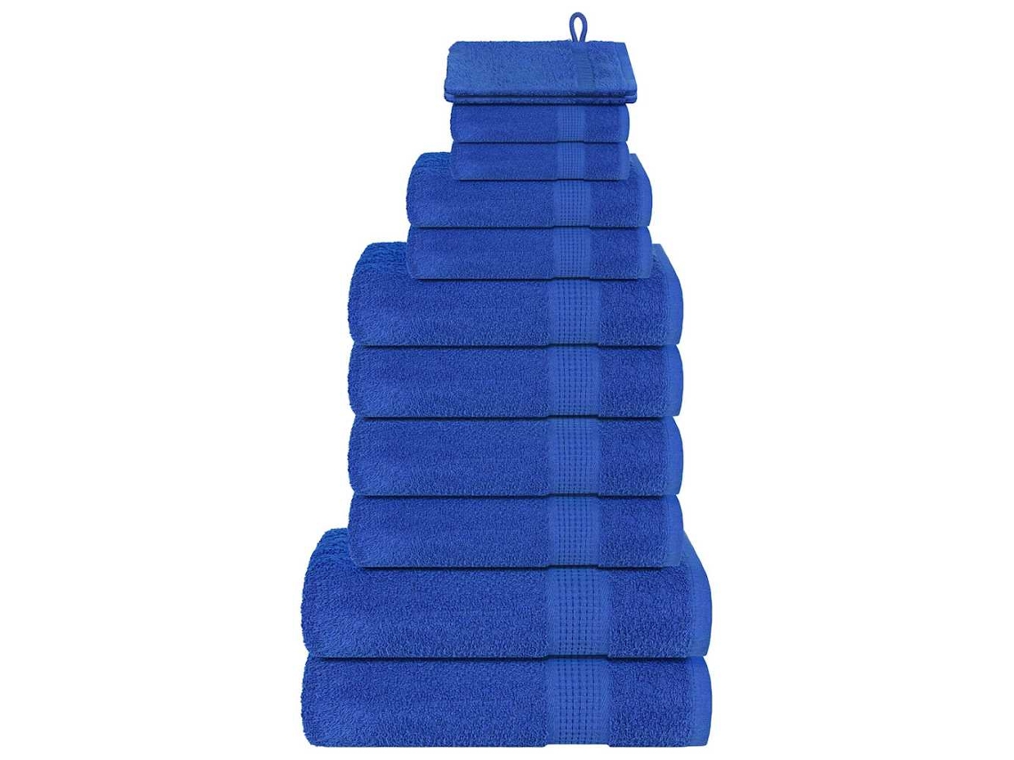 Vidaxl 12pcs Conjunto De Toalhas Frogn 360 G/m² Azul