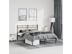 Vidaxl Estrutura De Cama Com Cabeceira 135x190 Cm Metal Preto
