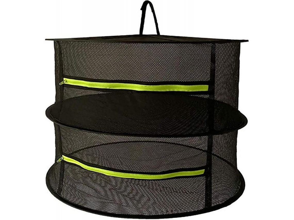 Rede de Secagem 2 Camadas 61x61x38cm com Cremalheira para Verduras, Carnes, Hierbas e Peixes