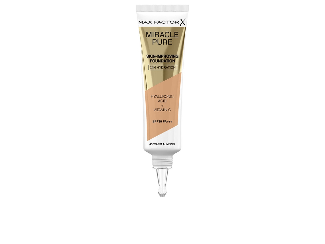 Base - Max Factor - Miracle Pure Foundation - 45 Warm Almond - 30ml - Todos Os Tipos De Pele