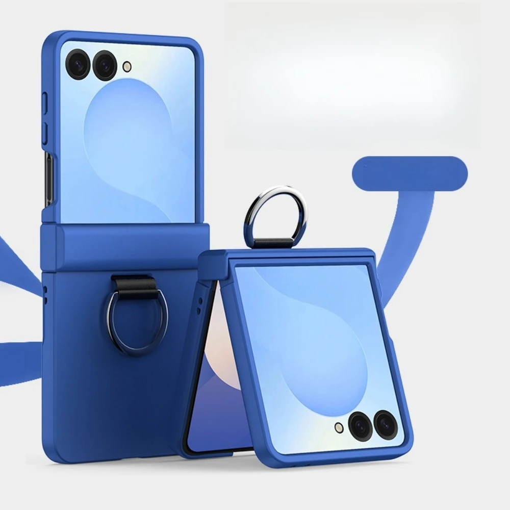(azul, Galaxy Z Flip4) Capa Rígida De Policarbonato Com Anel, Proteção Da Dobradiça Central, Resistente A Impactos E Quedas