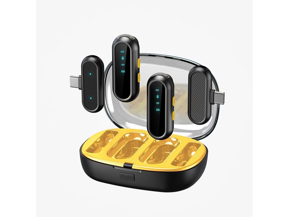 Pacote Com 2 Microfones De Lapela Sem Fio Profissionais, Com 2 Receptores, Adequados Para Gravação Com 2 Telefones (preto)