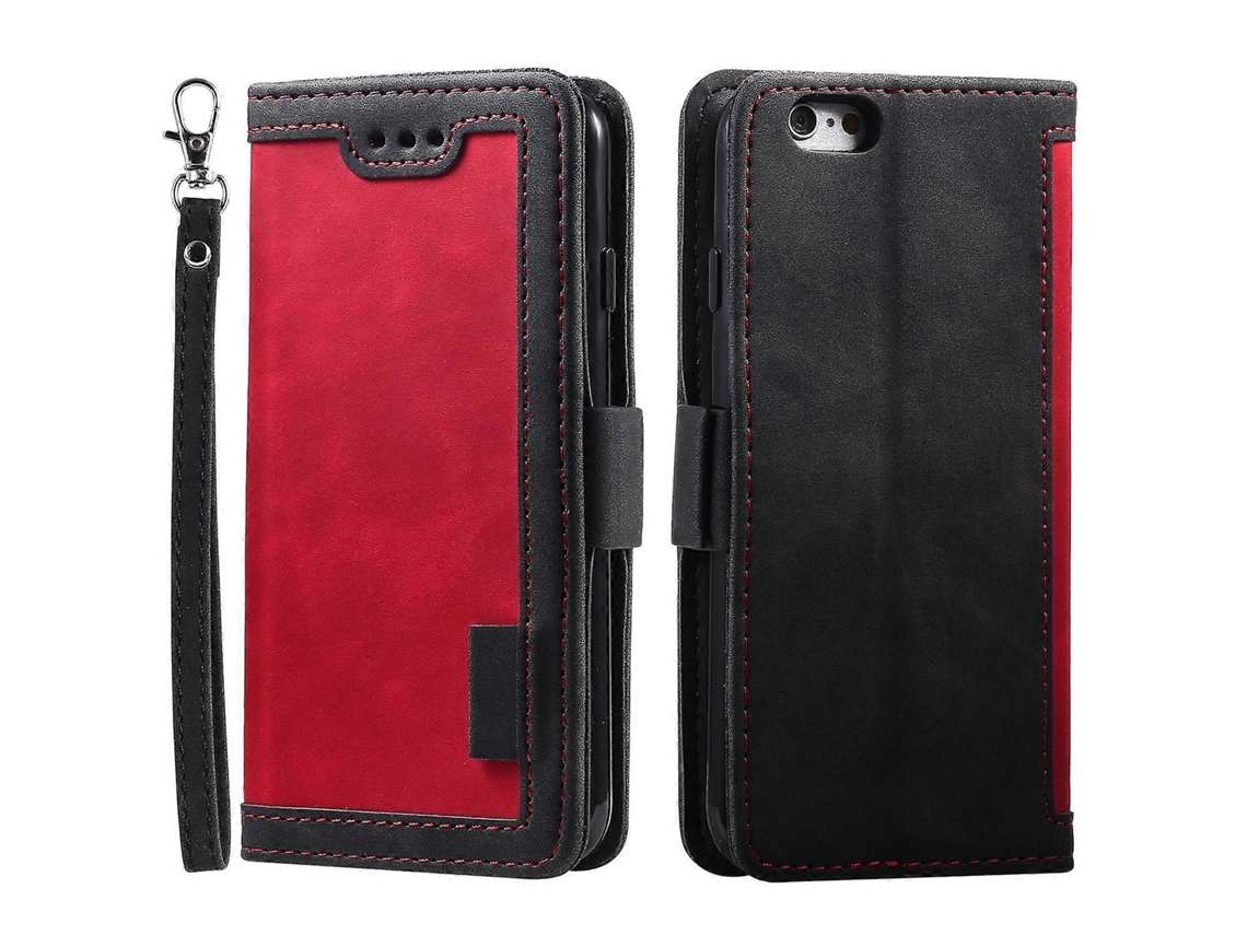 Capa De Couro Com Bloqueio Rfid Para Iphone 16e, Carteira E Suporte, Vermelha