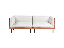 Sofá De 3 Lugares Beliani Vorgod De Tecido Branco Creme 221x85x76