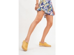 Sapatos Femininos em Couro Genuíno Marrom Flat Casual com Palmilha Anatômica e Solado Térmico 2cm Amarelo S/MARCA