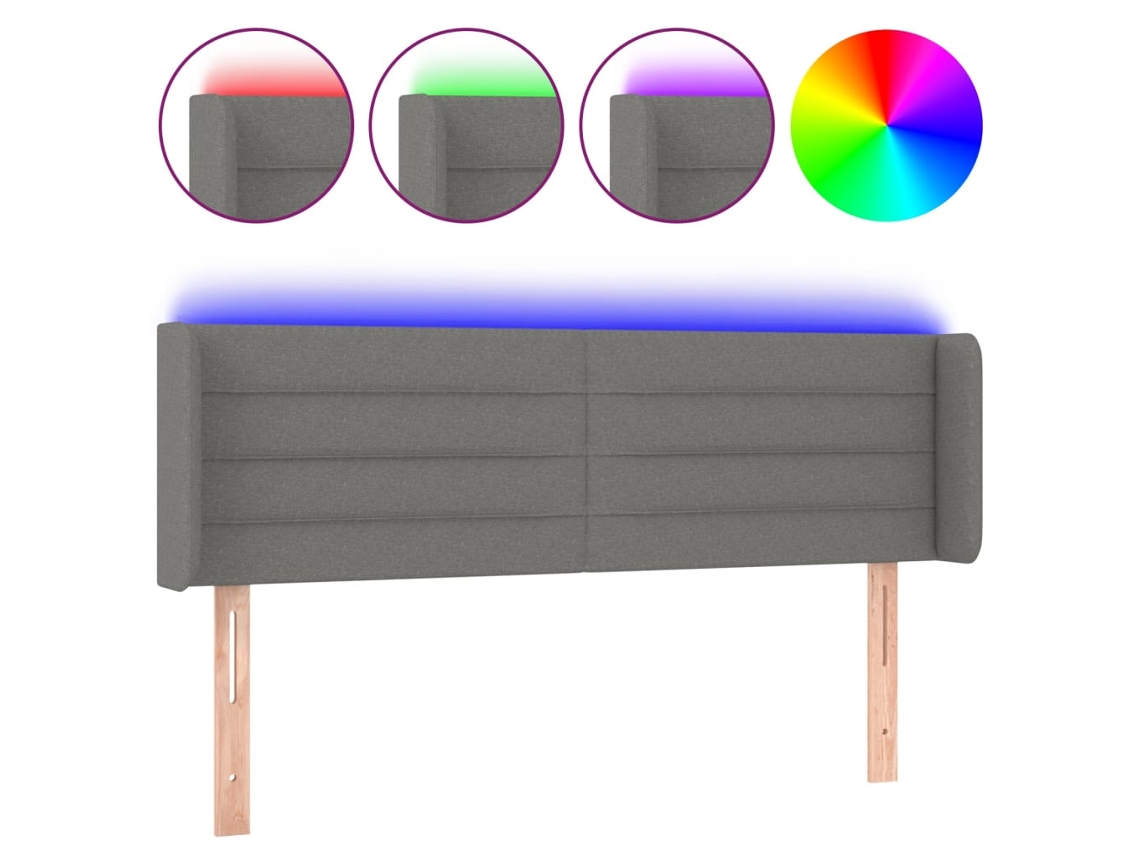 Led Headboard, Led Headboards Vidaxl Cinzeto Tecido (147 X 16 X 78/88 Cm)