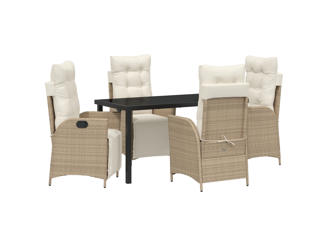 Conjunto 5 De Jantar De Jardim De Vidaxl Bege Rattan Poli