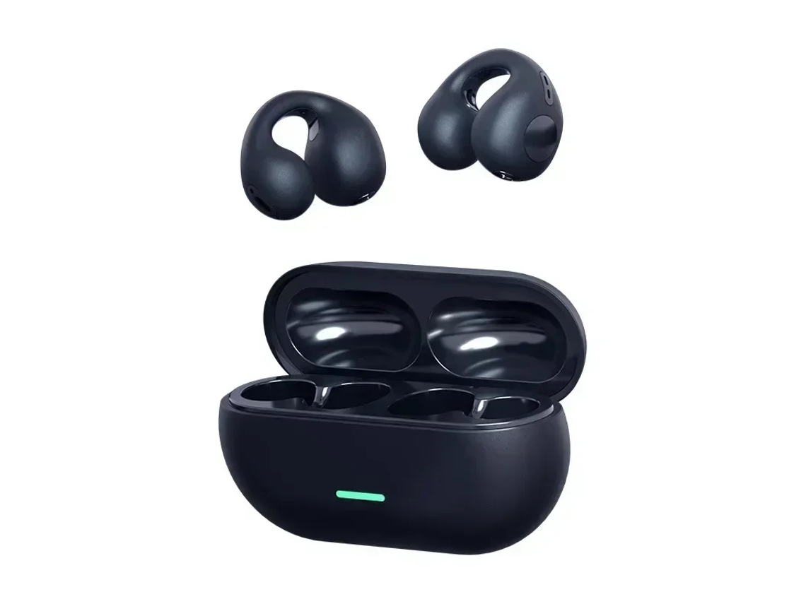 Fones de Ouvido Sem Fio Bluetooth 5.3, Compatíveis com Condução Óssea, com Clipe para Encaixe e Cancelamento de Ruído. MDUG (preto)