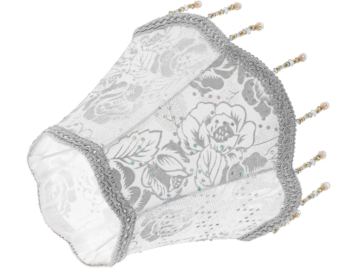 Elegante Candeeiro de Mesa Vintage em Tecido Prateado. SFUSHOS