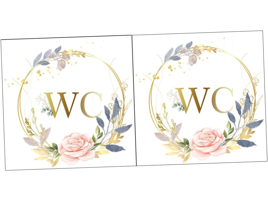 Conjunto 2 Adesivos Pvc Sinalização Banheiro Decoração Parede Plantas Portas Banheiros Autoadesivos Práticos GOKOCO
