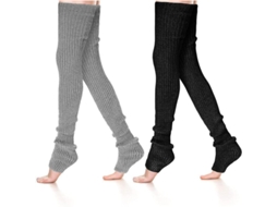 2 Pares de Meias Longas de Inverno para Mulher Acolchoadas Acima do Joelho Sem Pé
