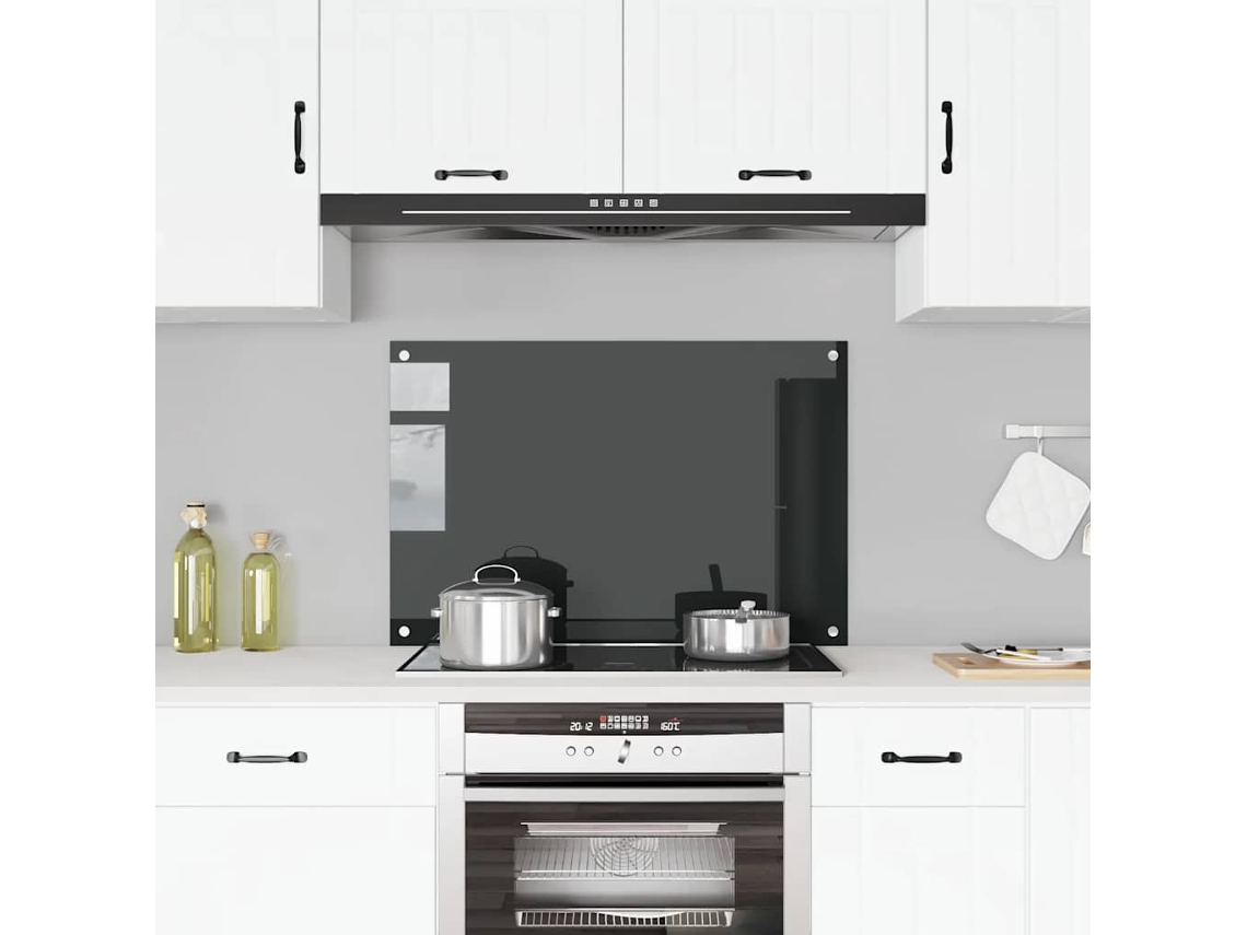 Vidaxl Painel Anti-salpicos De Cozinha 90x60 Cm Vidro Temperado Preto