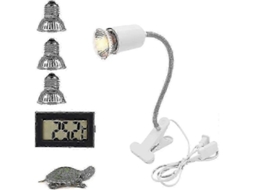 Lâmpada De Aquecimento Para Répteis E Anfíbios Com Termômetro E 3 Lâmpadas (25w, 50w, 75w)