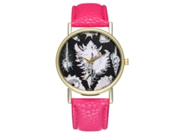 Relógio Analógico de Quartzo Masculino com Pulseira Pu Estilo Casual T247 a (vermelho Rosa)