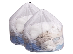 2 Sacos De Lavanderia De Malha Branca, Grandes Com Cordão, Capacidade Extra Grande Para Roupa, Lençóis E Toalhas