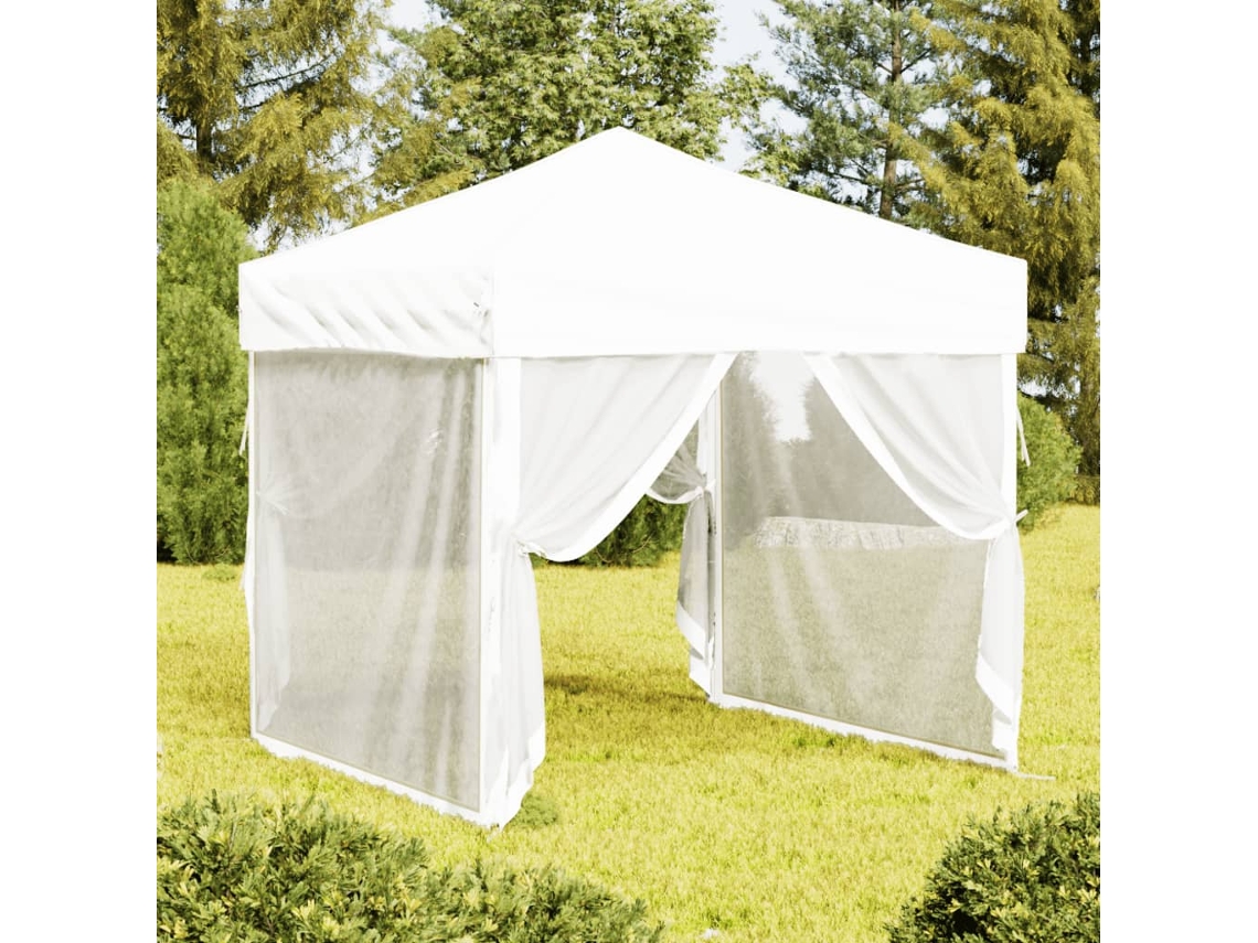 Vidaxl Tenda Para Festas Dobrável Com Paredes Laterais 2x2 M Branco