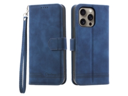 Capa Em Couro Pu, À Prova De Quedas Para Apple Iphone 16 Pro Max - Azul