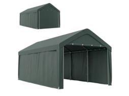 Abrigo De Exterior 590x300x280 Cm Garagem De Exterior Para Carros Anti Uv Com Paredes Laterais Desmontáveis E 2 Portas Cinza Escuro