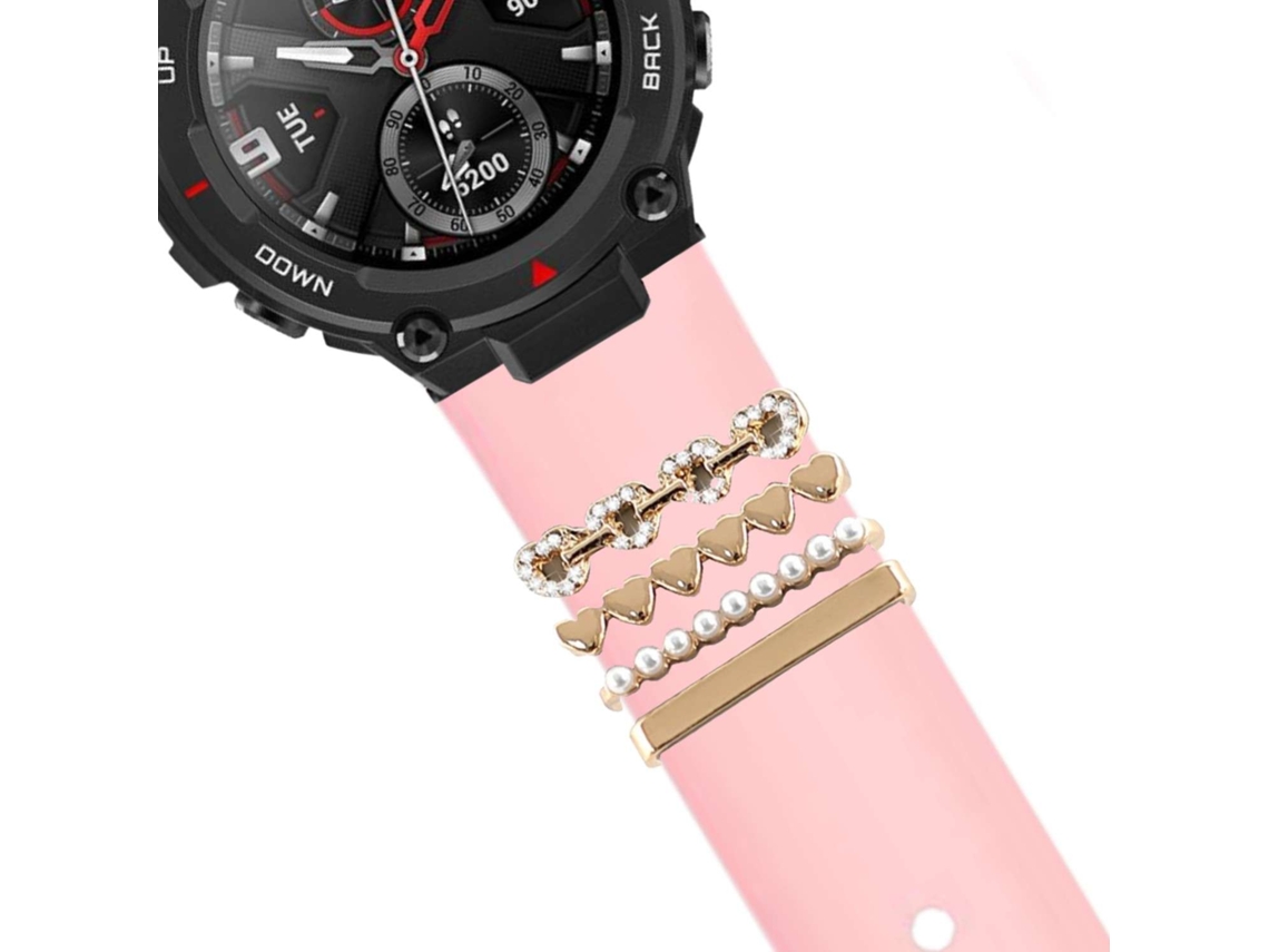Bracelete Amazfit T-Rex Pulseira com Adorno Corações Rosa