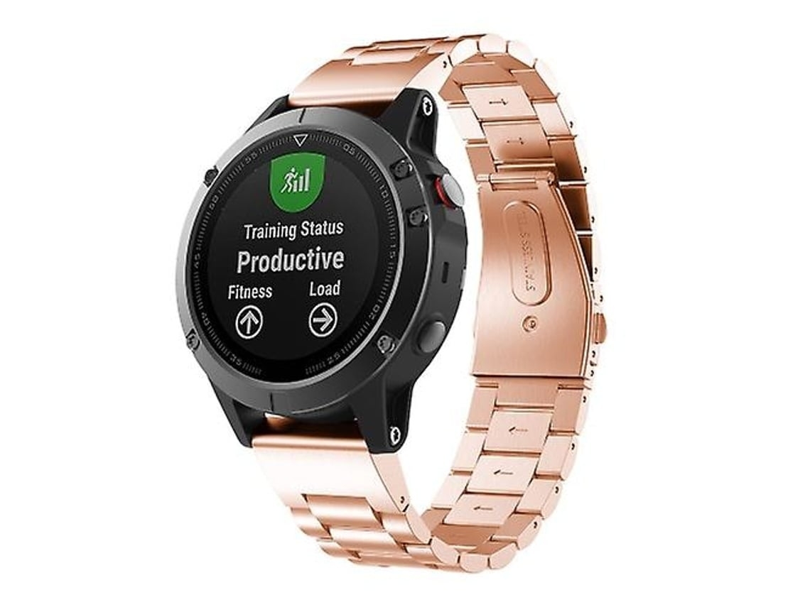 Pulseira De Relógio Lurelia Para Garmin Fenix 5x De Metal Em Aço Inoxidável Com Três Contas Em Ouro Rosa