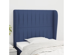 Vidaxl Cabeceira De Cama C/ Abas Tecido 103x23x118/128 Cm Azul