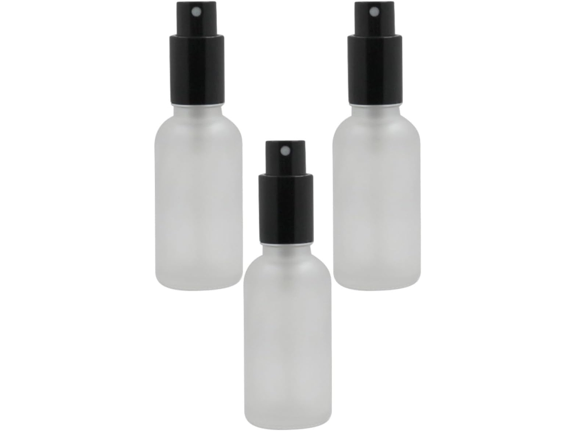 Conjunto De 3 Frascos De Vidro Redondos E Recarregáveis Com Spray