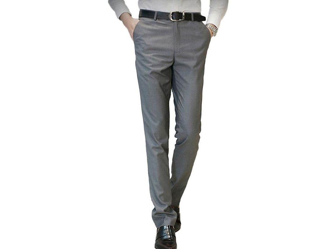 Pantalones De Traje Para Hombre Cloudstyle De Corte Recto Ajuste Formal Gris M Gris
