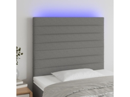 Vidaxl Cabeceira De Cama C/ Led Tecido 90x5x118/128 Cm Cinza-escuro