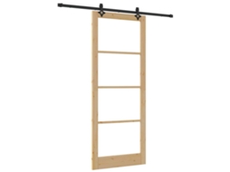 Conjunto 1 Porta Deslizante Vidaxl Castanho Madeira De Pinho Maciça (93 X 232 Cm)