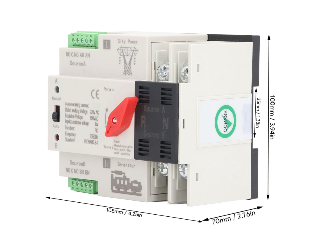 Interruptor Automático De Transferência Dual 2p 63a 220v