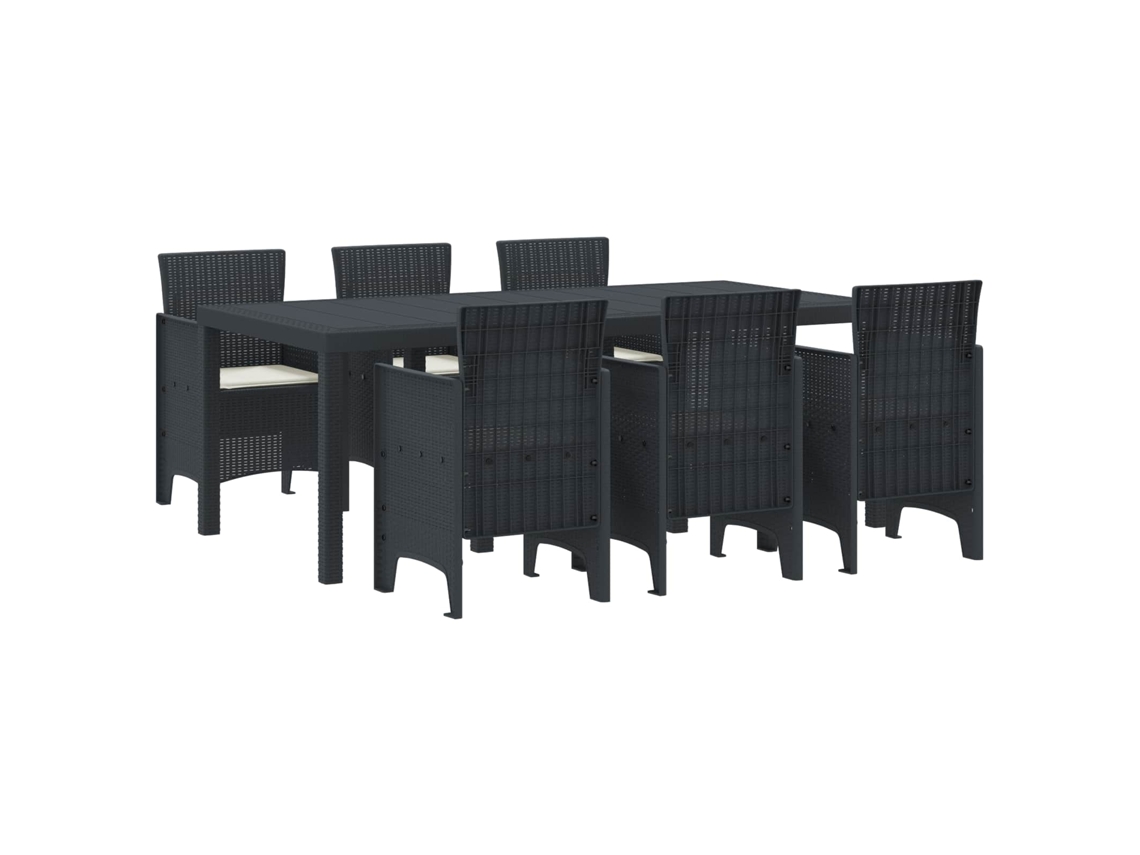 Vidaxl Conjunto De Jantar Para Jardim 7 Unid. Antracite Polipropileno