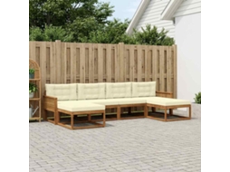 Vidaxl Conjunto De Sofás Para Exterior 6 Unid. Natural E Creme