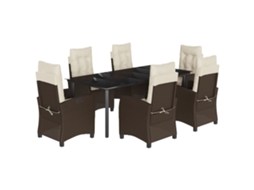 Garden Dining Set, Garden Dining Sets Vidaxl Marrom Rattan / Vime (200 Cm Table Length)