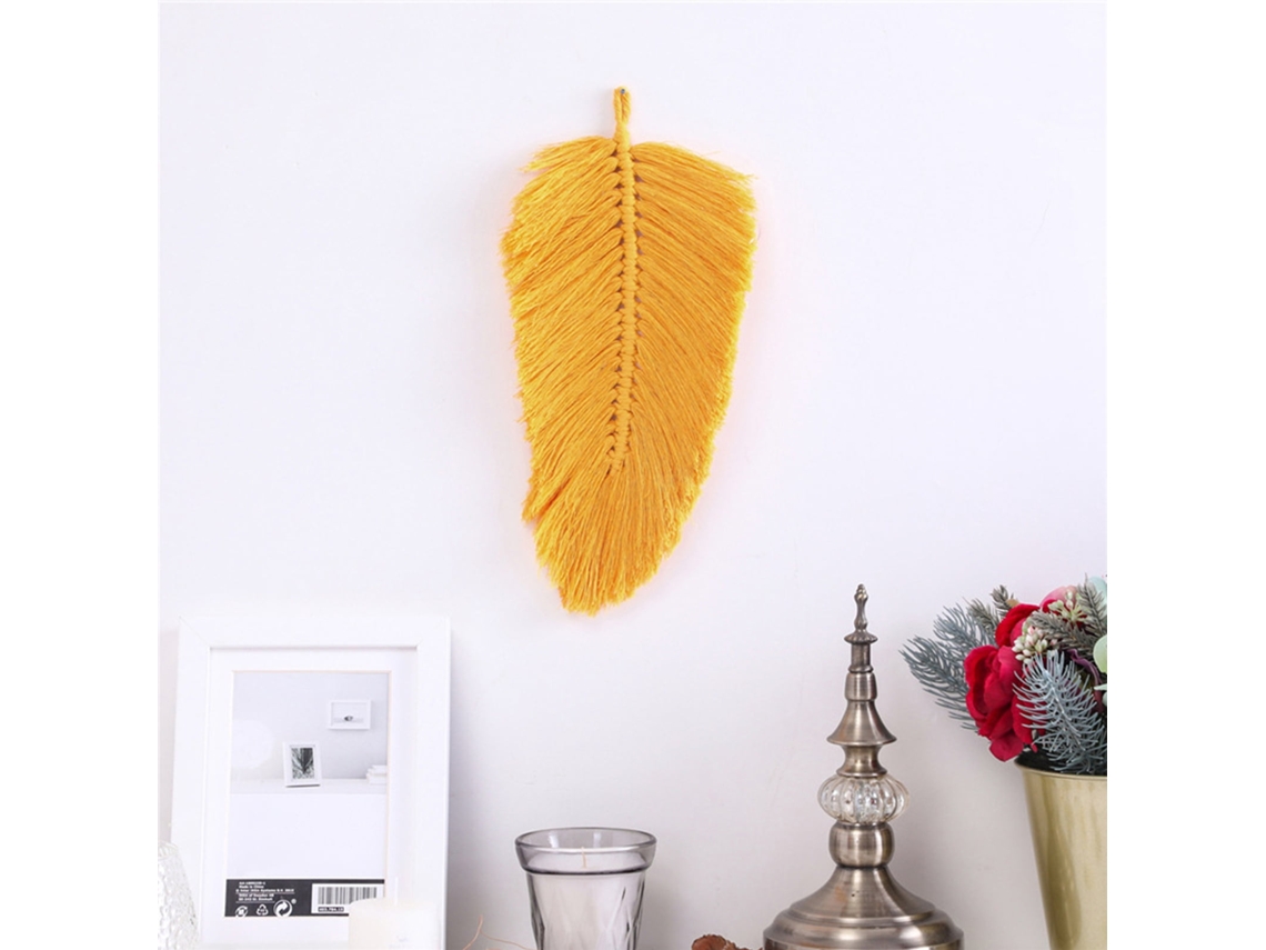 Tapiz De Plumas Tejidas, Suave, Fino, De Algodón, Macramé, Para Colgar En La Pared, Estilo Bohemio Chic, Con Hojas Tejidas Para Pared.