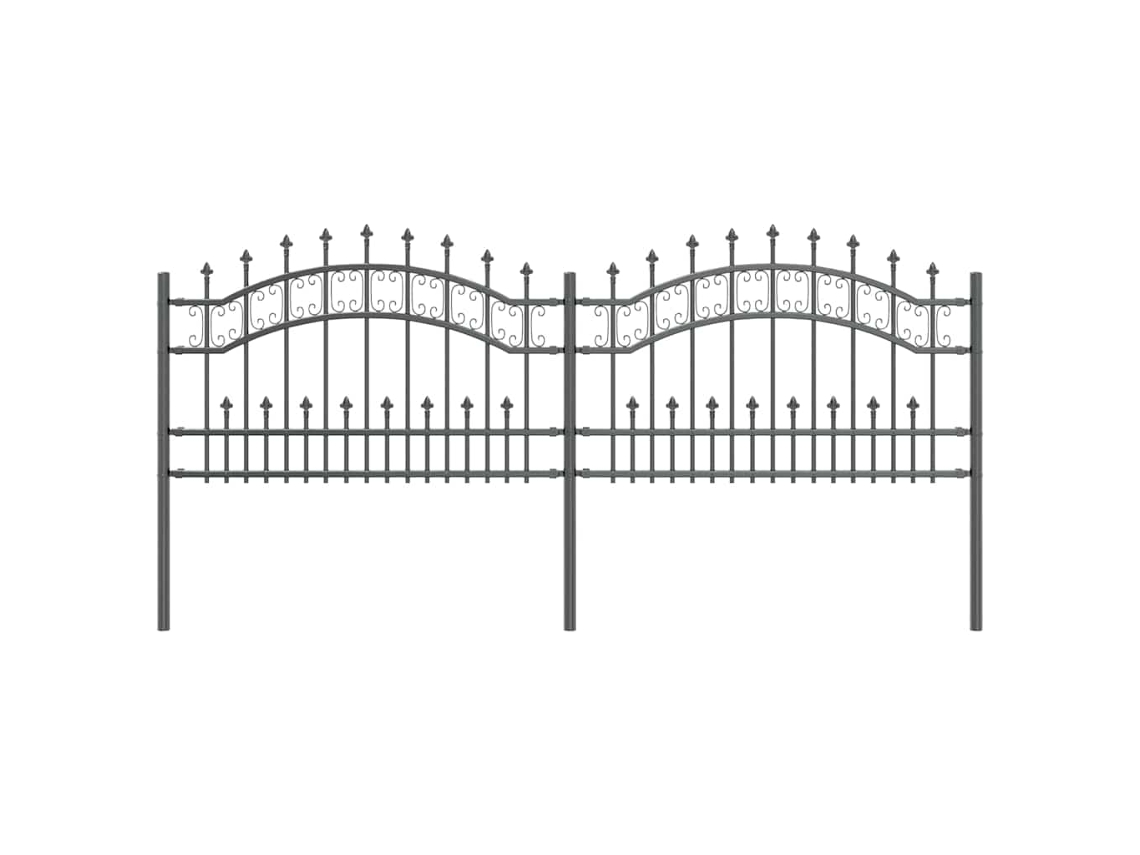 Conjunto 1 Cerca Para Jardim Vidaxl Cinzento Aço Revestido A Pó (240 X 118 Cm)