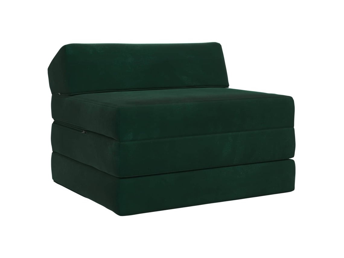 Vidaxl Sofá Cama Dobrável Verde-escuro 200 X 70 X 10 Cm Veludo