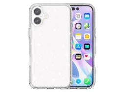 Capa Para Iphone 17 Com Glitter Em Pó - Branca
