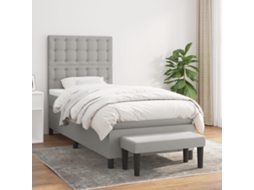 Vidaxl Cama com Molas/colchão 90x200 Cm Tecido Cinza claro
