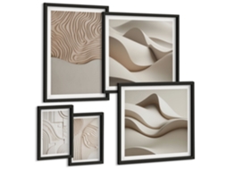 Conjunto De Pinturas Padrões Abstratos Beges Espelharte (5 Peças)