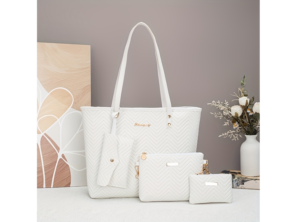 Conjunto AQUAFORGE de 4 Bolsas com Estampa Wave, Grande, Duas Transversais, Pequena
