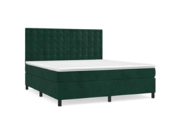 Cama com Molas/colchão 180x200 Cm Veludo Verde escuro MAISON EXCLUSIVE