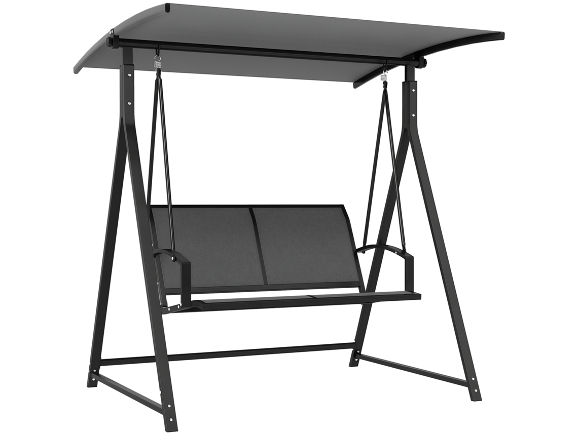 Baloiço de Jardim Metal, Poliéster e Textilene Cor Cinza Escuro/cinza de Carvão 160x112x162 cm Outsunny
