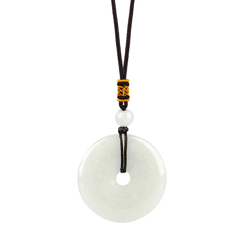 Colar com Anel de Cristal de Cura Reiki em Formato de Rosquinha Joia para Presente MDUG (alabastro)