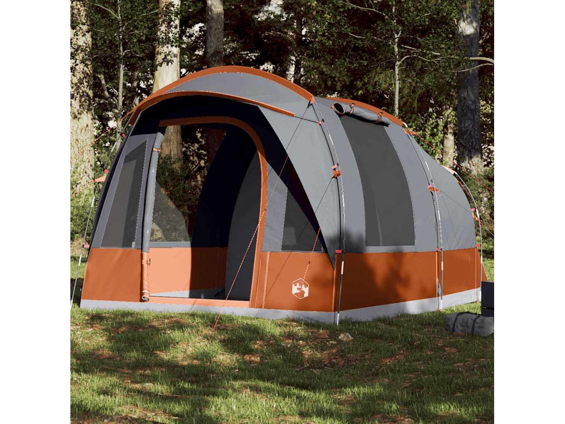 Tenda De Campismo Túnel P/ 3 Pessoas Impermeável Cinza/laranja
