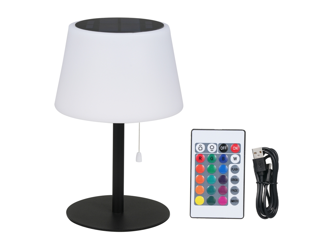 Lâmpada de Mesa Solar Sem Fio 1800mah com Controle Remoto para Quarto e Jardim Ip44