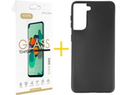 Kit Capa e Película Samsung Galaxy S21 + Plus ACCETEL Liso Preto