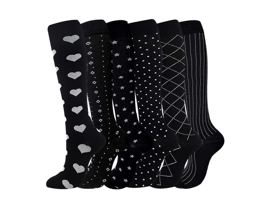 Meias De Compressão Para Mulheres E Homens, 6 Pares De Meias De Compressão Alta Compressão, Meias Com Suporte Circulatório, Tamanhos G/gg G/gg G/gg