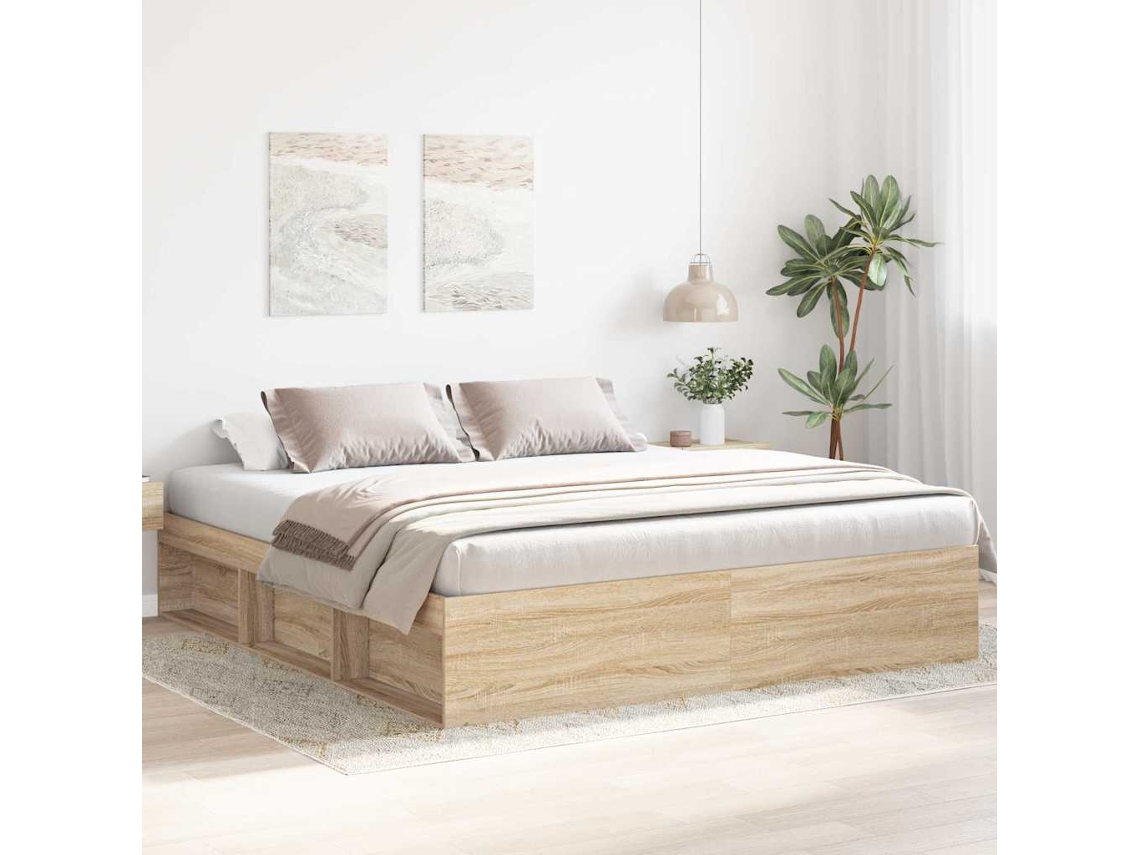 Estrutura De Cama Super King Size 180x200 Cm Carvalho Sonoma