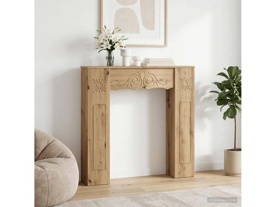 Vidaxl Moldura De Lareira Carvalho Arttisan 102 X 20 X 102 Cm