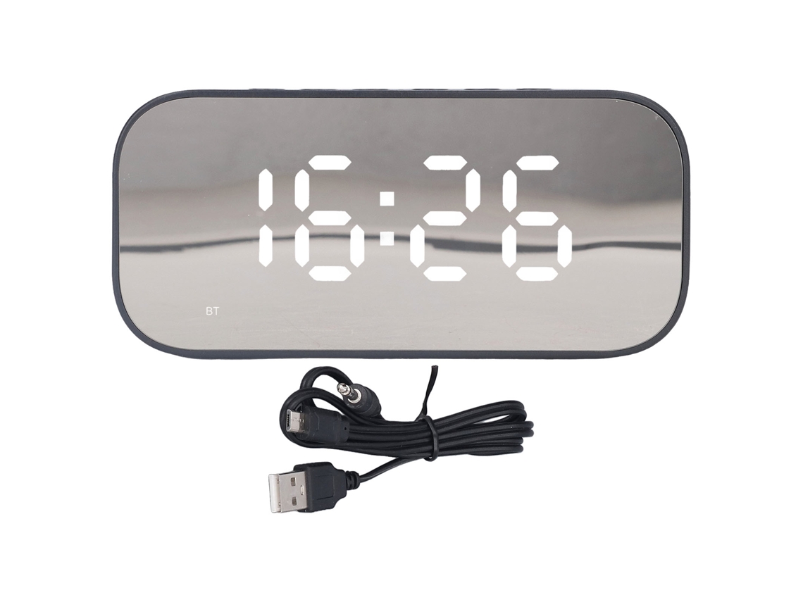 Relógio Despertador Com Rádio Fm Bluetooth Dimmer Controle Duplo Para Casa Escritório Preto